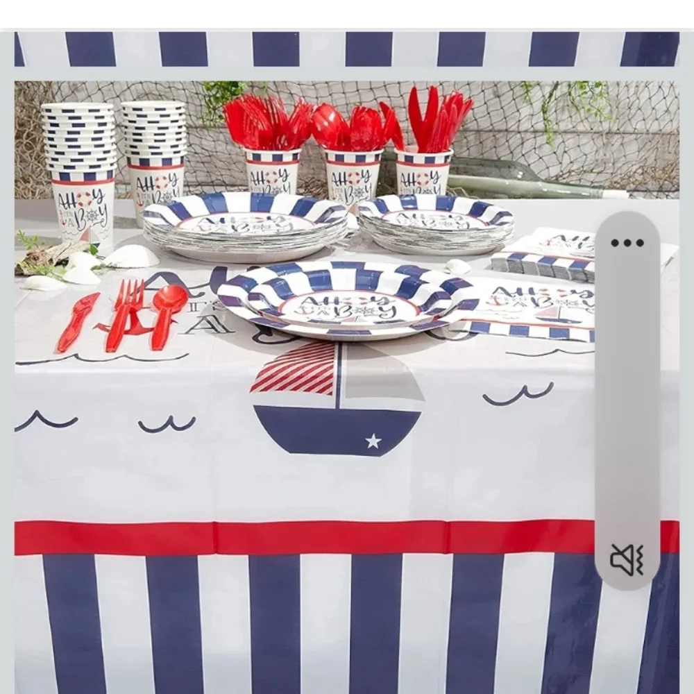 Nautical Its A Boy Baby Shower Plates Napkins Tablecloth Utensils Party Of 24